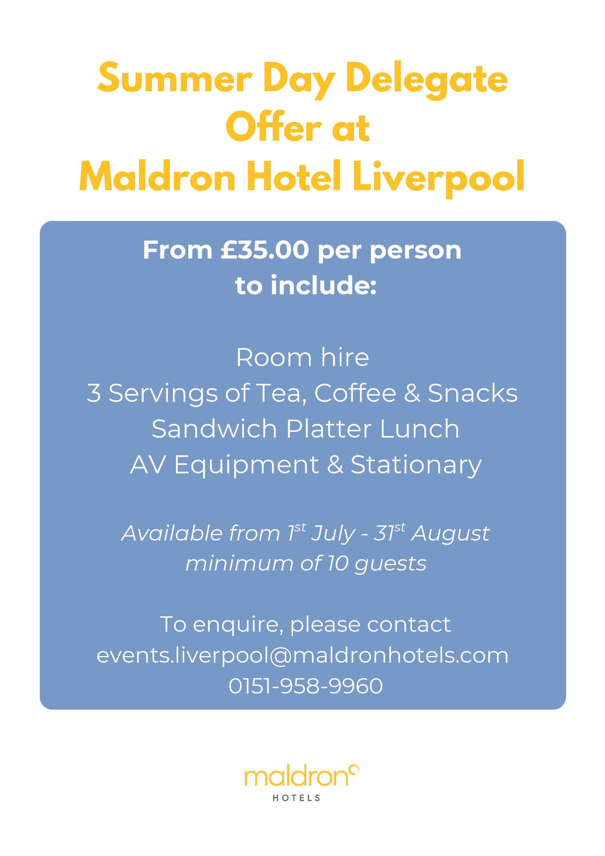 Summer Day Delegate Offer at Maldron Hotel Liverpool